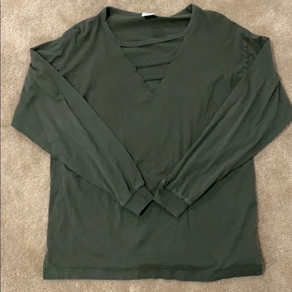 Olive ladder front campus tee